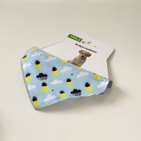 Kendős nyakörv- S - 38-50cm - világoskék, ananászos, felhős